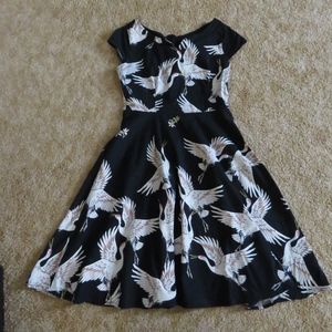 SheIn Crane Dress A-Line Novelty Print Animal-S/M